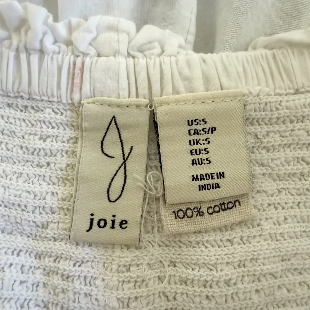 Joie Sleep Shorts Women’s Small White Strawberry Embroidered Smocked Cotton